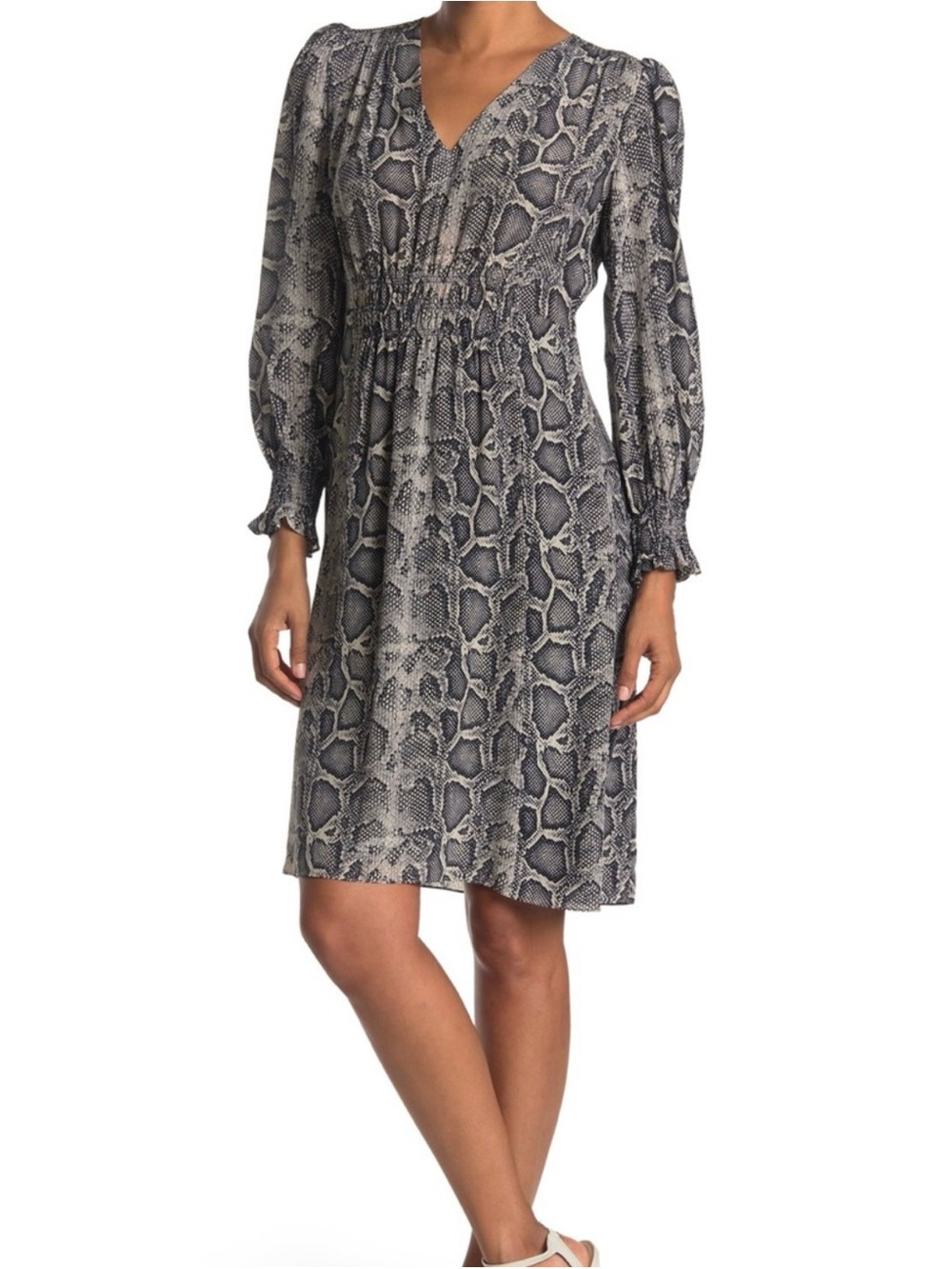 Rebecca Taylor Silk Dress Snake Print Black Grey Chiffon Designer Luxury Sz 10